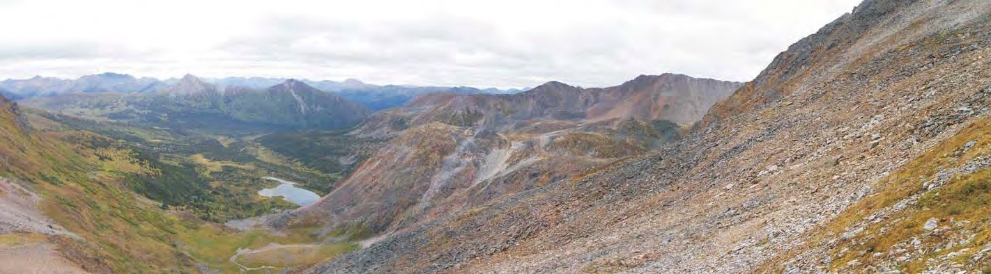 True Blue property looking north-west across the basin, southern Yukon