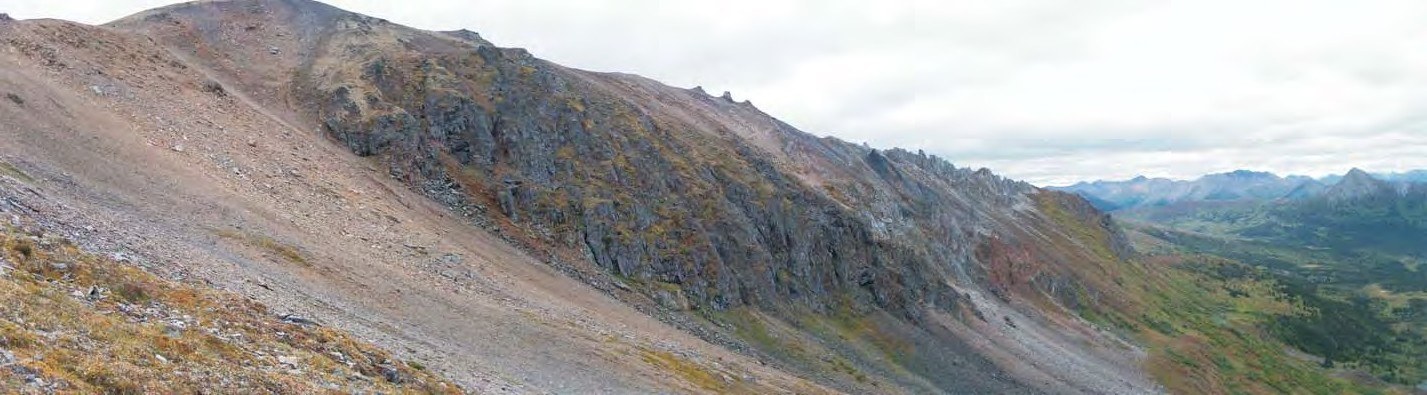 Ridge flank on the True Blue property, southern Yukon